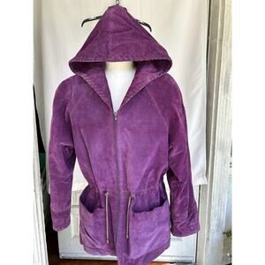Authentic Winlit 1969‎ women’s M Purple Suede Jacket W/Hood Zipper Drawstring